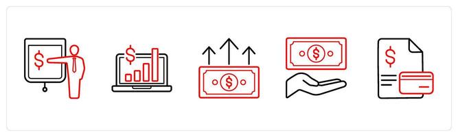 presentation, monetization in red line color vector