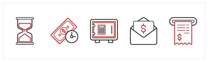 hourglass, time is money in red line color vector