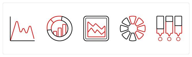 impressions, bar, analytics in red line color vector