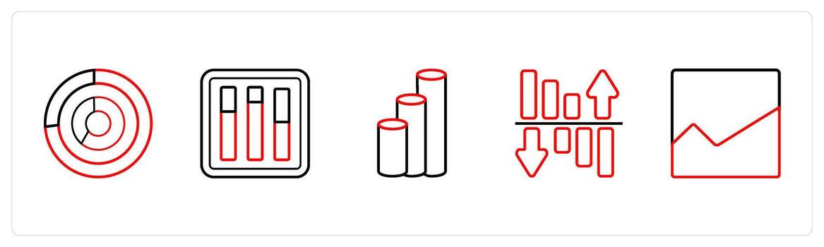tarta cuadro, Estadísticas, crecimiento en rojo línea color vector