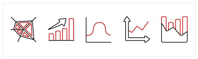 pentagon, growth analysis in red line color vector