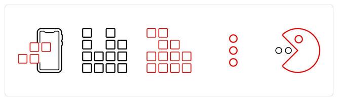 A set of 5 mix icons as mobile apps, diagram, application in red line color vector
