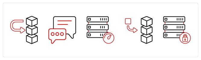 A set of 5 mix icons as add stack, message, drive performance in red line color vector