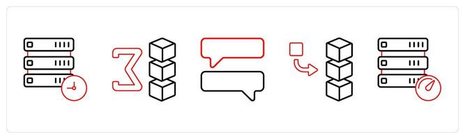 A set of 5 mix icons as drive update, sum of drive, chat in red line color vector