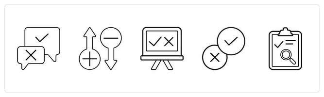 A set of 5 survey and ratings icons such as validation, rating, survey in black line color vector