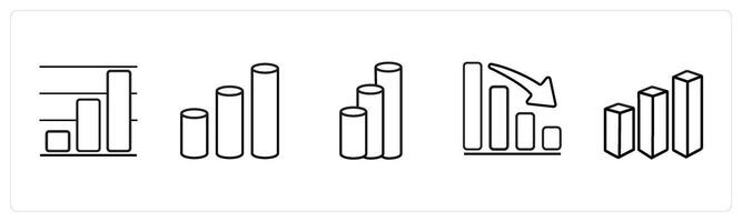 A set of 5 diagram and report icons such as organization report in black line color vector