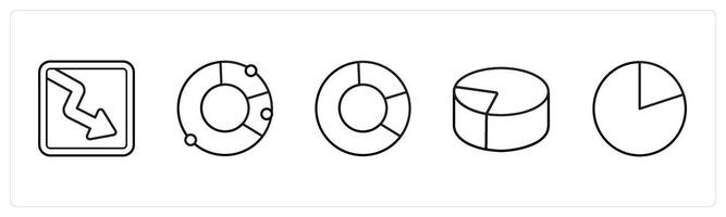bankrupt, analysis, pie chart in black line color vector