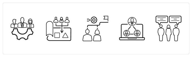cooperation, project in black line color vector