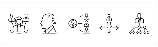 manager, solution, hierarchy in black line color vector