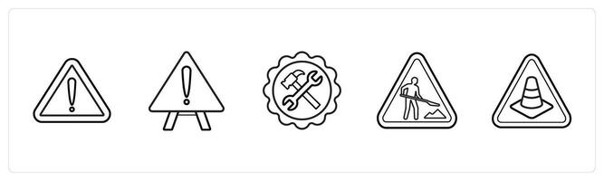 warning, alert notice in black line color vector