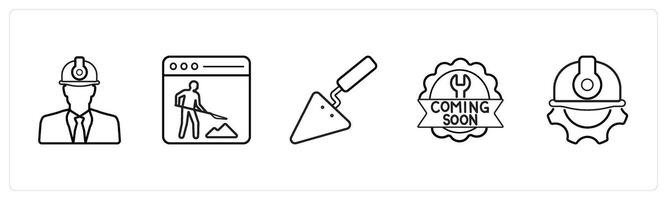 engineer, website maintenance in black line color vector