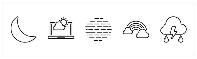 half moon, weather forecast in black line color vector