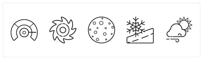 forecast, cyclone, full moon in black line color vector