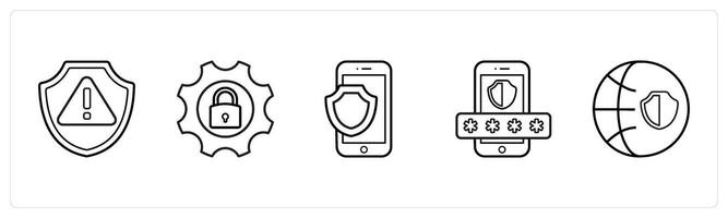 warning, security settings in black line color vector