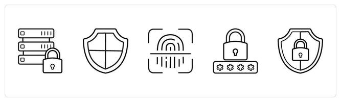 database security, security in black line color vector