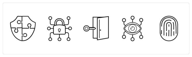 strategy, data lock in black line color vector