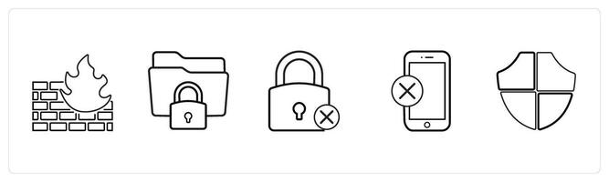 firewall, secublack folder in black line color vector