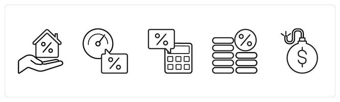 home loan, rating, calculator in black line color vector