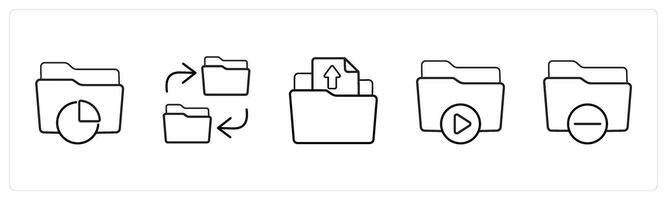 data folder, backup folder in black line color vector