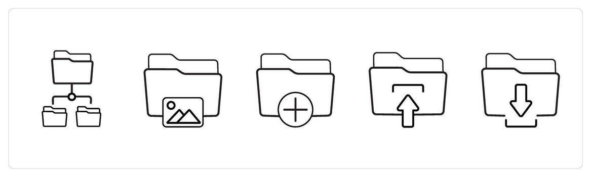 subfolder, image folder in black line color vector