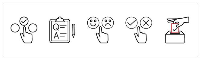 choice, questionnaire, feedback in black line color vector
