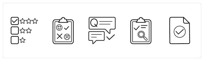 star rating, feedback, questionnaire in black line color vector
