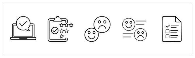 online survey, rating, response in black line color vector