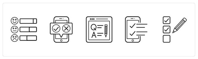 customer feedback, mobile feedback in black line color vector