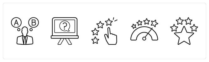 option, question, star rating in black line color vector