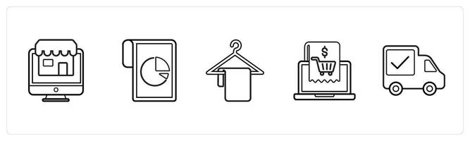 online shopping store in black line color vector