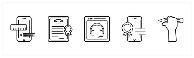 graphic, certificate, audio in black line color vector