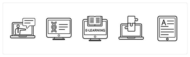 online lecture, online courses in black line color vector
