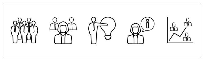 team, manager, idea in black line color vector