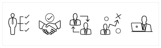 skills, partnership, teamwork in black line color vector