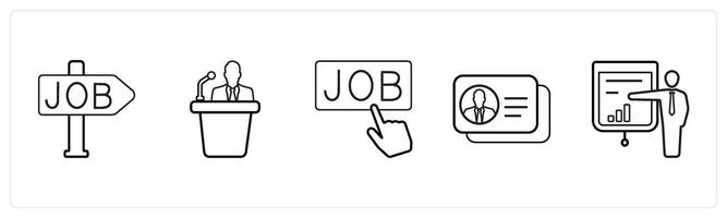 job, speech, search job in black line color vector