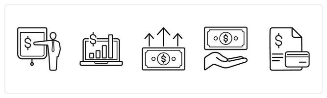 presentation, monetization in black line color vector