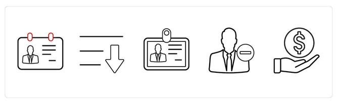 A set of 5 mix icons as id card, download, id in black line color vector