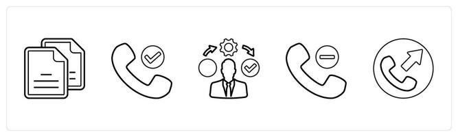 A set of 5 mix icons as duplicate copy, right contact in black line color vector