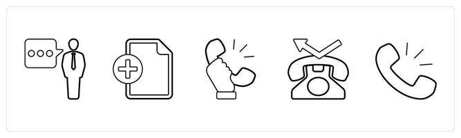 A set of 5 mix icons as message, add file, receiver in black line color vector