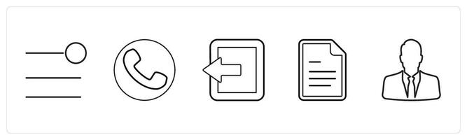A set of 5 mix icons as notification bar, call in black line color vector