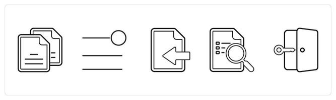 A set of 5 mix icons as duplicate copy, notification bar, document received in black line color vector