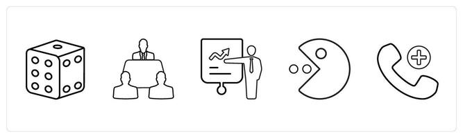 A set of 5 mix icons as creative idea, add folder, tablet key in black line color vector