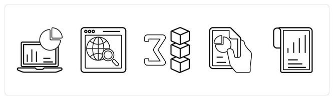A set of 5 mix icons as site audit, global search, sum of drive in black line color vector