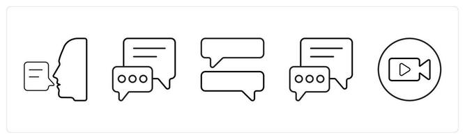 A set of 5 mix icons as communication, message, chat in black line color vector