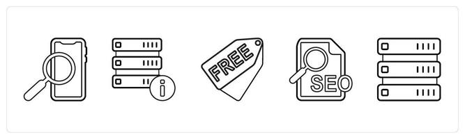A set of 5 mix icons as mobile search, help, free in black line color vector