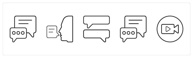 A set of 5 mix icons as message, comminication, chat in black line color vector