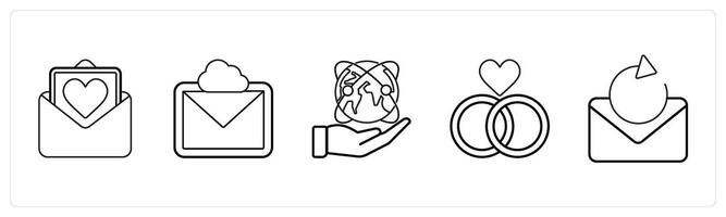 A set of 5 mix icons as mail, cloud message, save earth in black line color vector