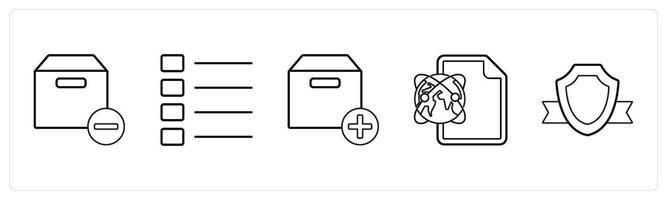 A set of 5 mix icons as remove box, nav menu, add box in black line color vector