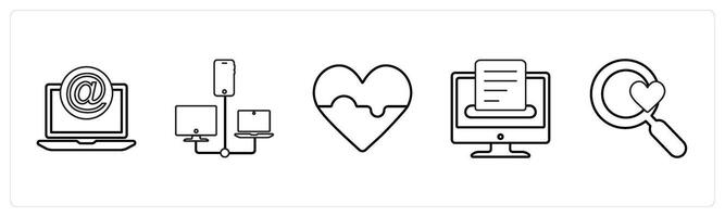 A set of 5 mix icons as mention, connection, favorite in black line color vector