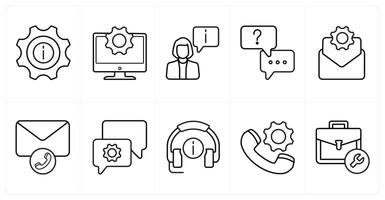 A set of 10 Customer Support icons as support, customer support, chat support in black line color vector